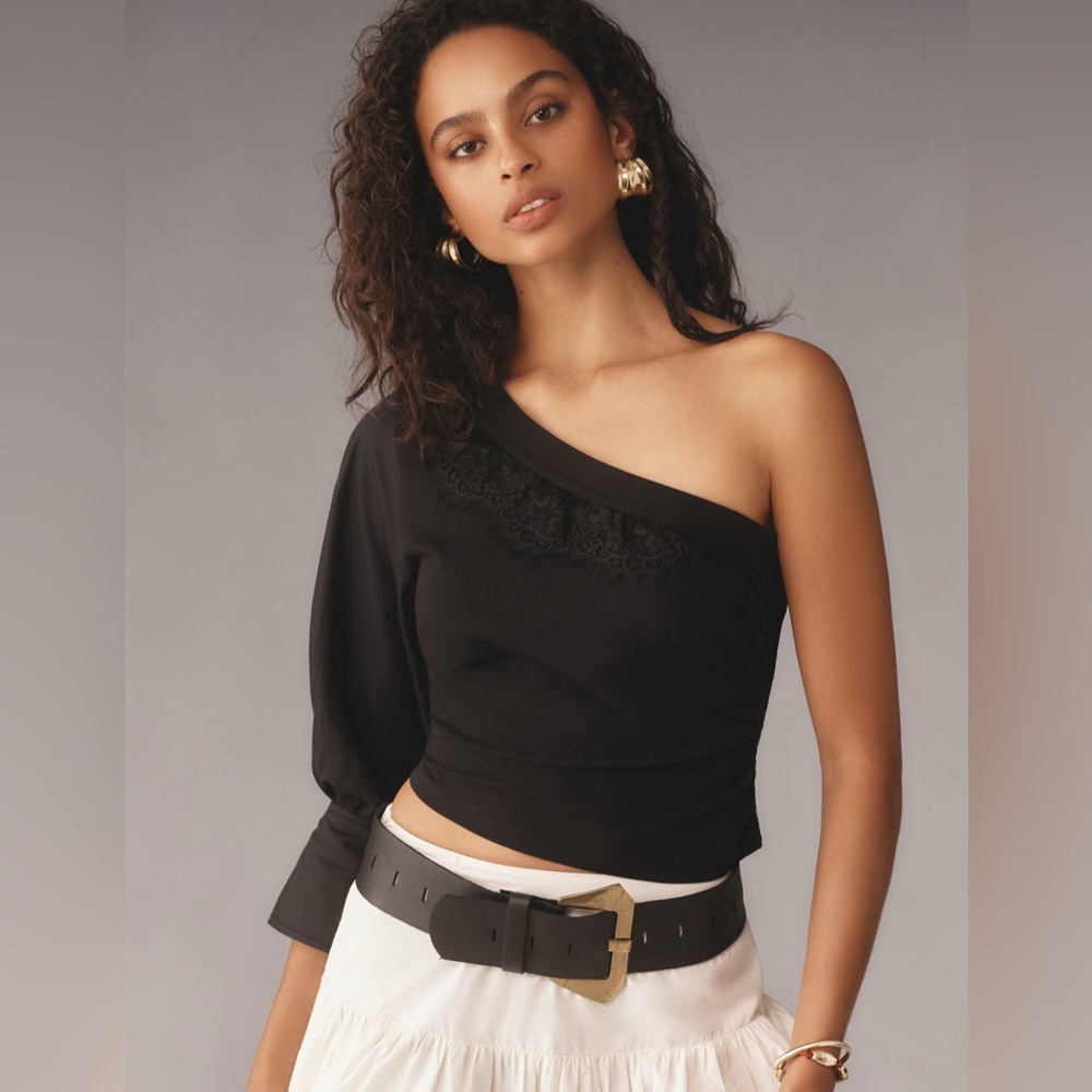 Anthropologie One Shoulder Puff sleeve top NWT Size Medium